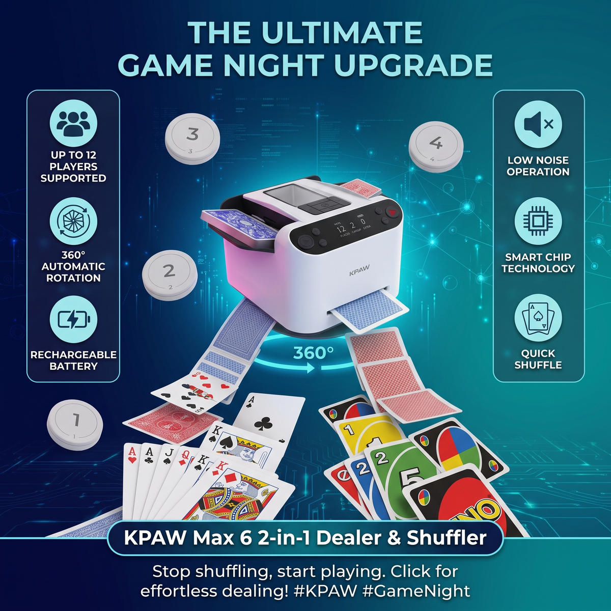 2 in 1 card shuffler & dealing machine