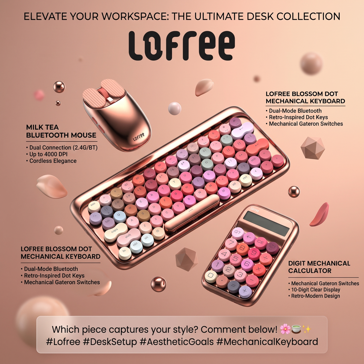 LOFREE DOT BLOSSOM COLLECTION-KEYBOARD,MOUSE,CALCULATOR