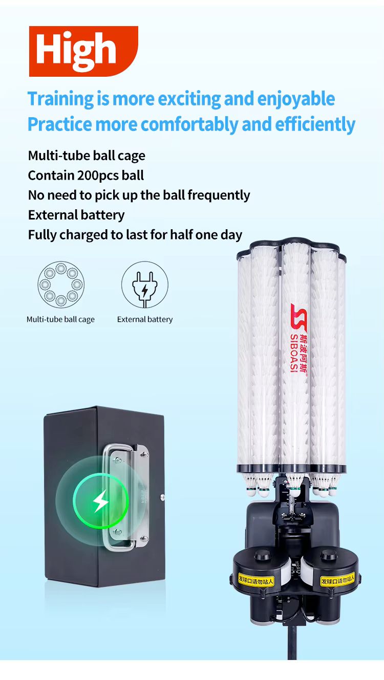 SIBOASI B7 pro Badminton Training Machine with battery Badminton Shuttles Feeding Machine Training with APP Control