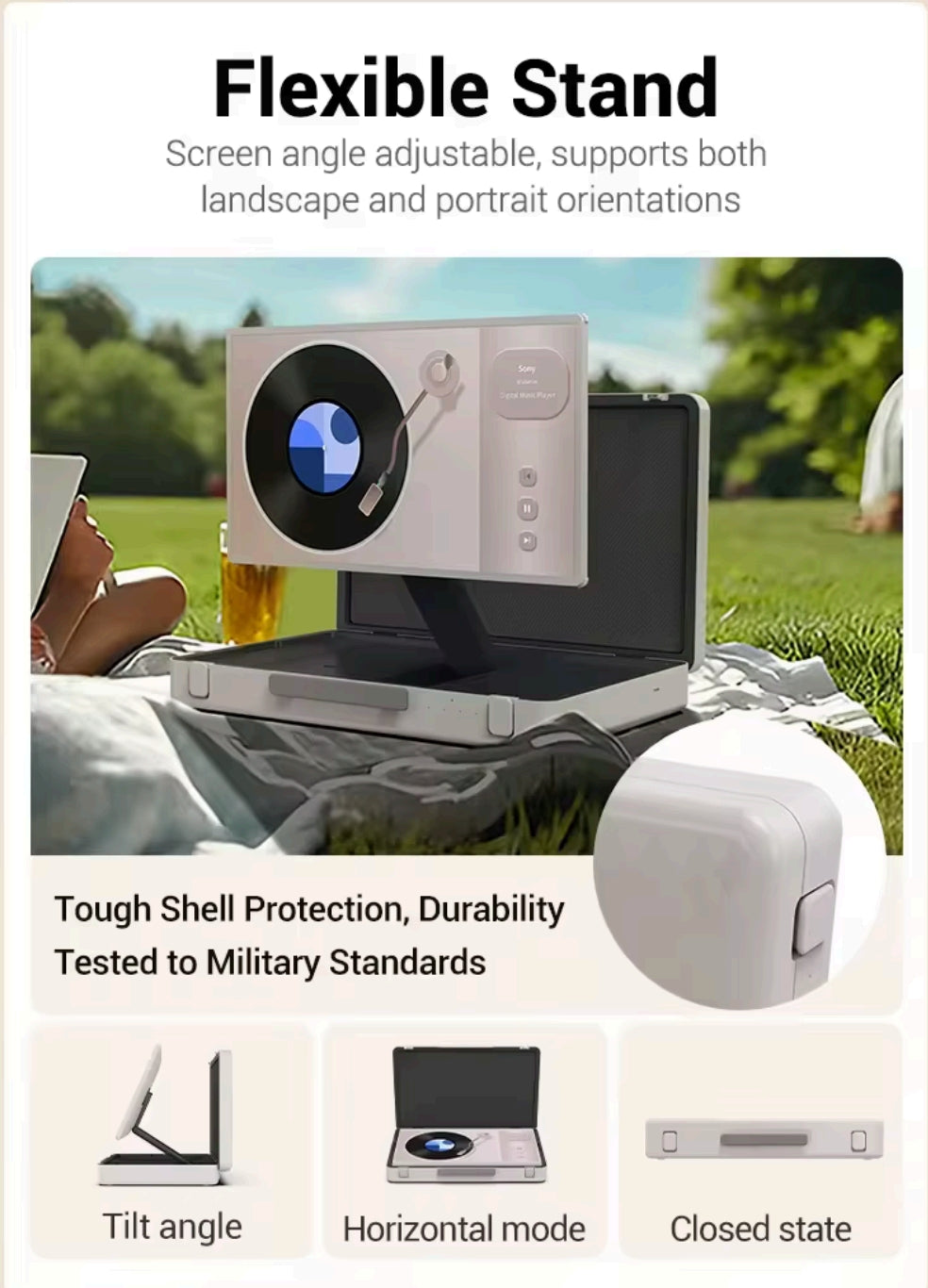 27 Inch Portable Briefcase Smart Touchscreen TV IPS 8GB+128GB Android 12 System Monitor for Travel & Parties