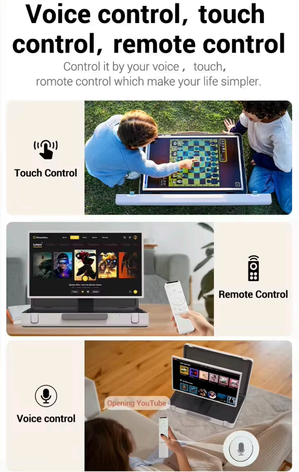 27 Inch Portable Briefcase Smart Touchscreen TV IPS 8GB+128GB Android 12 System Monitor for Travel & Parties